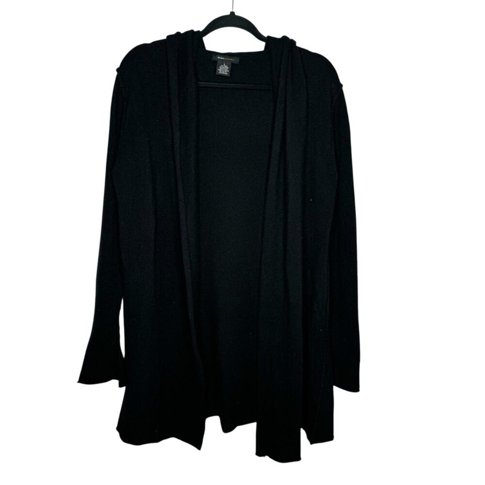 BCBGMaxAzria / black wool angora blend open front cardigan sweater / S